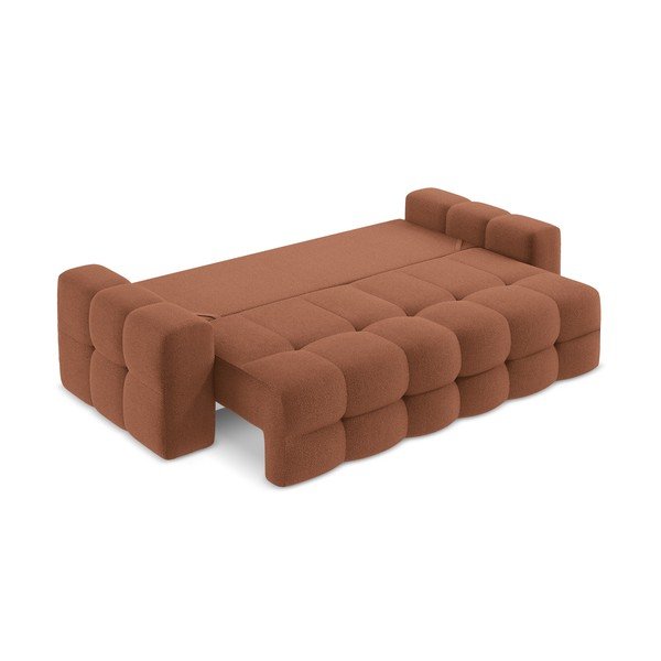 Sklopiva sofa od bouclé tkanine boja terakote 255 cm Milu – Makamii-image-3