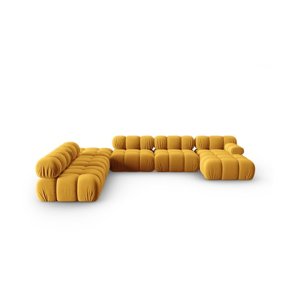 Žuta  baršunasta sofa 379 cm Bellis – Micadoni Home