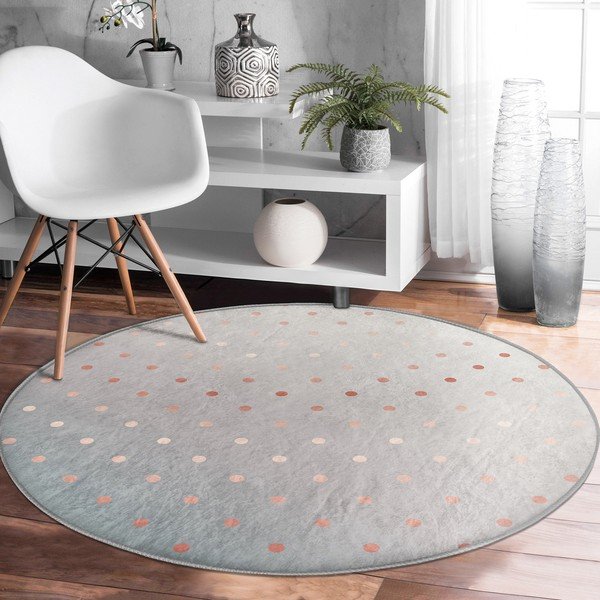 Sivi/u bakrenoj boji periv/pogodan za robotski usisavač okrugli tepih ø 120 cm Comfort – Mila Home-image-2