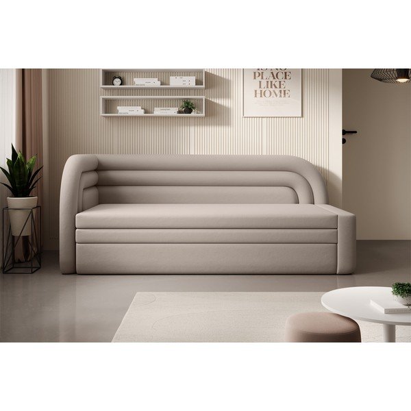Bež baršunasti sklopiva/s prostorom za odlaganje sofa s lijevim kutom 223 cm Fabillo – ELTAP-image-1