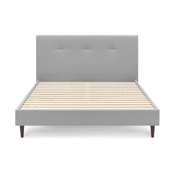 Svijetlo sivi tapecirani bračni krevet s podnicom 180x200 cm Tory - Bobochic Paris-image-1