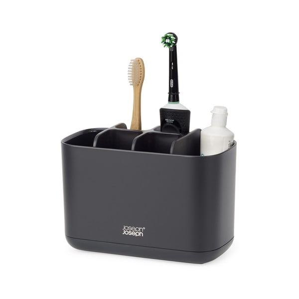 Crni plastičan stalak za četkice za zube EasyStore – Joseph Joseph