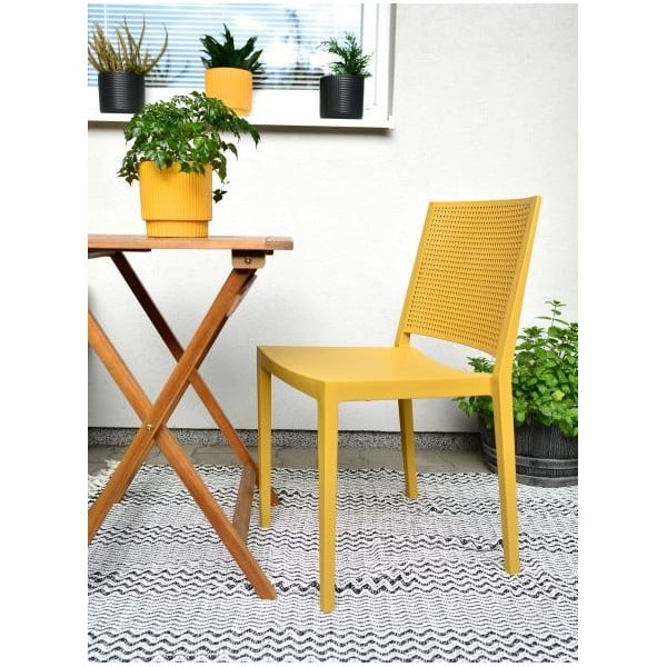 Žuta  plastična vrtna stolica Grid – Rojaplast-image-1