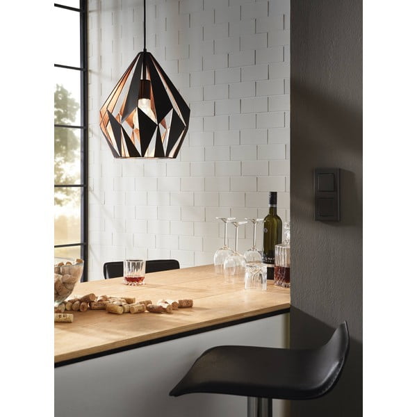 Crna viseća svjetiljka s metalnim sjenilom ø 31 cm CARLTON 1 – EGLO-image-1