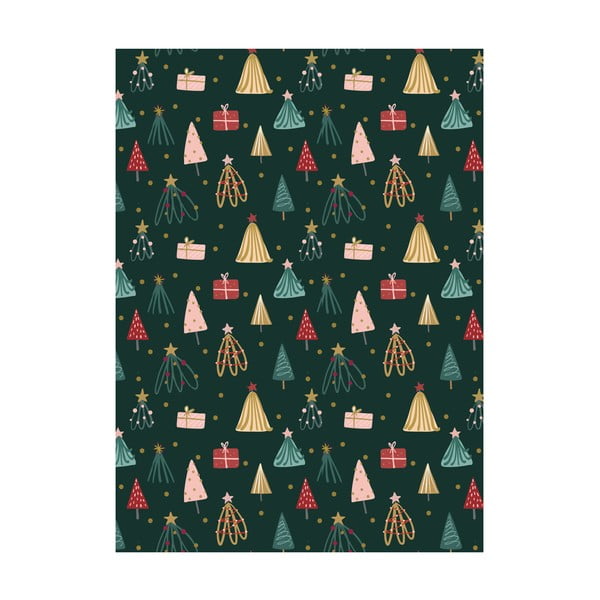 5 listova papira za zamatanje Eleanor stuart Christmas Trees br. 4, 50 x 70 cm