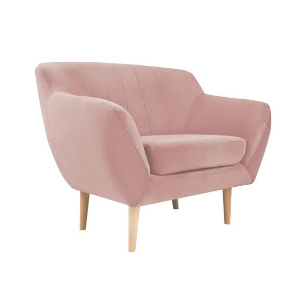 Svijetlo ružičasta baršunasta fotelja Mazzini Sofas Sardaigne-image-2