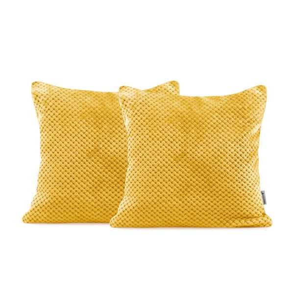 Set od 2 senf žute ukrasne navlake za jastuk od mikrovlakana DecoKing Henry, 45 x 45 cm