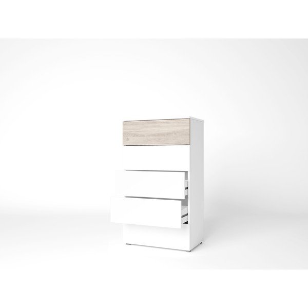 Bijela visoka komoda u dekoru hrasta 62x111 cm Sahara - Marckeric-image-3