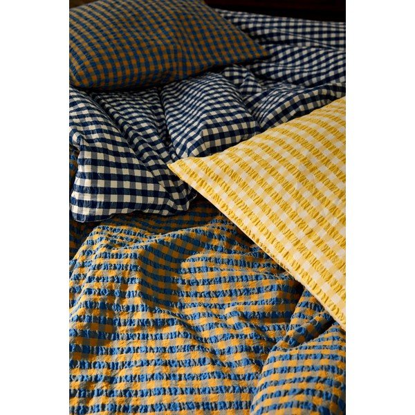 Oker žuto-plava posteljina za krevet za jednu osobu od krepa 140x200 cm Bæk&Bølge – JUNA-image-4