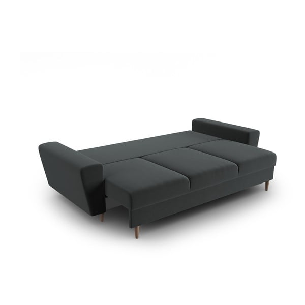 Tamno siva baršunasti sklopiva/s prostorom za odlaganje sofa 235 cm Kyoto – Cosmopolitan Design-image-2
