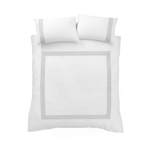 Bijelo-siva pamučna posteljina za bračni krevet 200x200 cm - Bianca