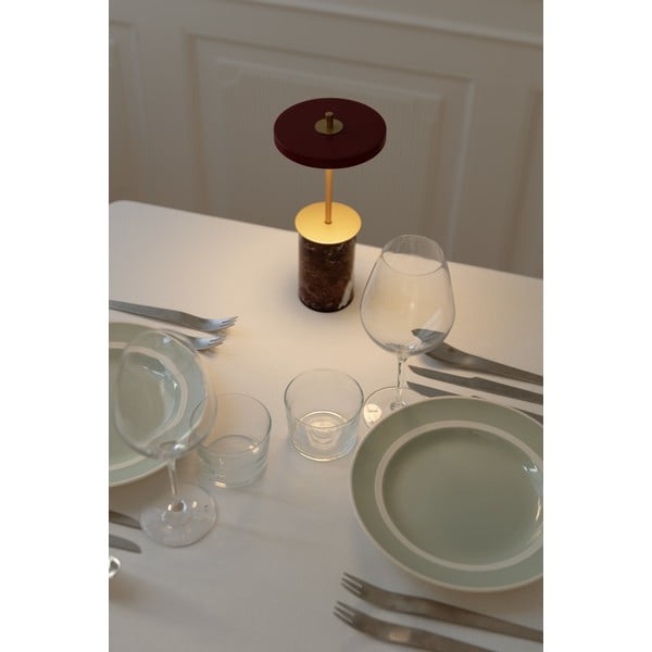 Crvena mramorna LED stolna lampa s mogućnosti zatamnjivanja s metalnim sjenilom (visina 25,5 cm) Asteria Move Mini – UMAGE-image-3