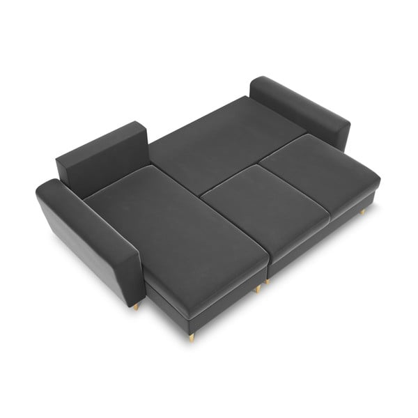 Svijetlo siva baršunasti sklopiva/s prostorom za odlaganje kutna garnitura Kyoto – Cosmopolitan Design-image-1