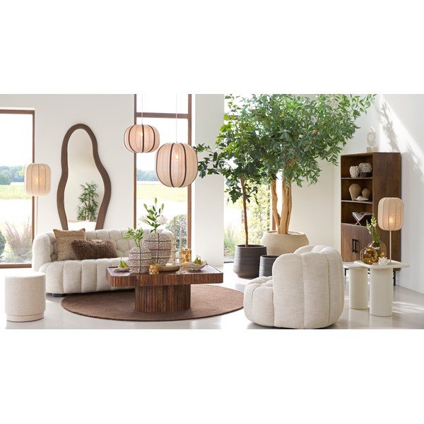 Krem viseća svjetiljka s tekstilnim sjenilom Esmiria – Light & Living-image-1