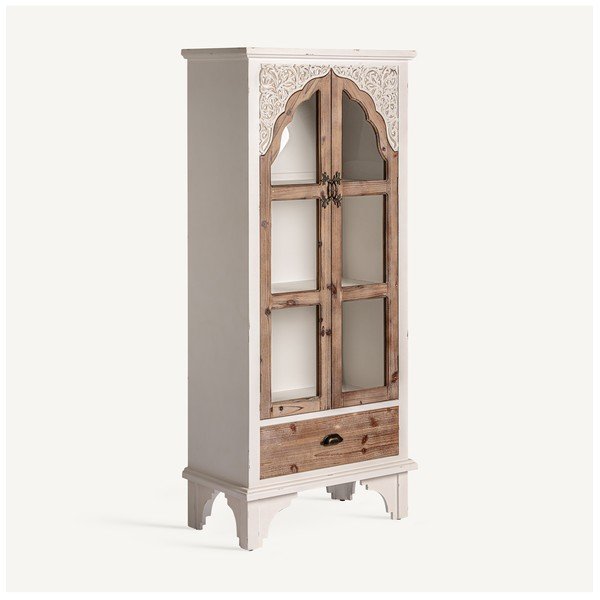 Bijela/u prirodnoj boji vitrina od masivne jele 77x168 cm Siena – Burkina-image-2