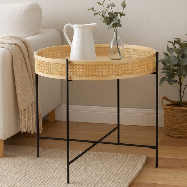 Okrugao stolić za kavu od ratana u prirodnoj boji ø 60 cm Depok – Premier Housewares-image-1