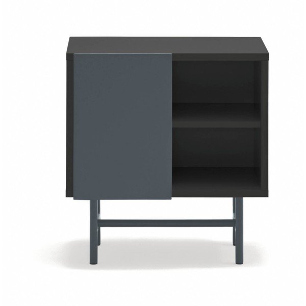 Crni/antracitno sivi noćni ormarić u mat dekoru s policama Nube – Teulat-image-3