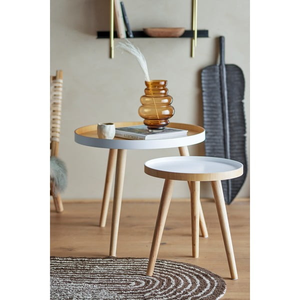 Od bambusa okrugli pomoćni stolići u setu 2 kom ø 60 cm Cappuccino – Bloomingville-image-1