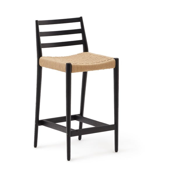 Crna/u prirodnoj boji barska stolica od punog hrasta (visine sjedala 70 cm) Analy – Kave Home