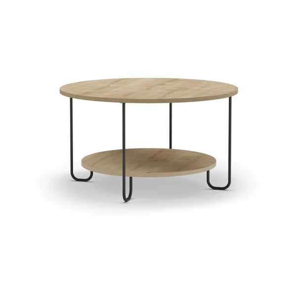 Okrugao stolić za kavu s pločom stola u dekoru hrasta u prirodnoj boji ø 80 cm Tonka – Marckeric-image-2