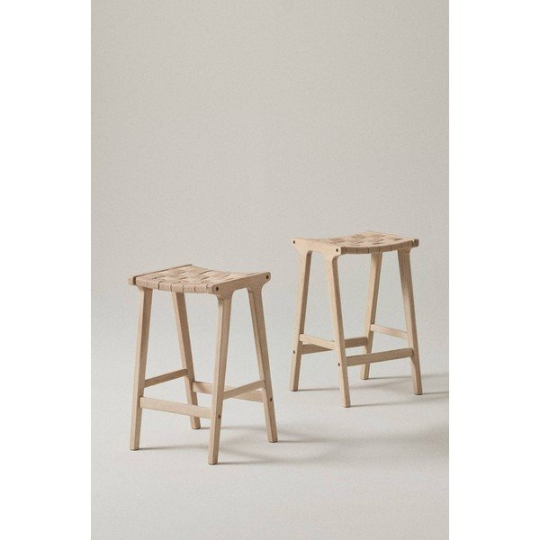 Barske stolice u setu 2 kom od punog hrasta u prirodnoj boji (visine sjedala 65 cm) Norrebro – Jotex-image-1