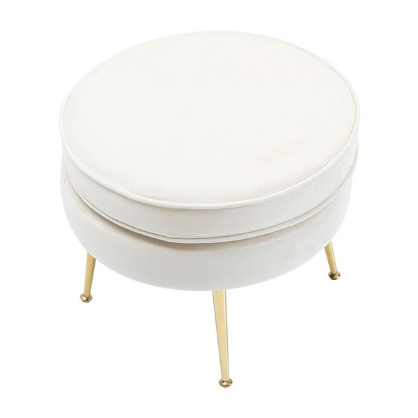 Bijeli baršunast tabure Water Lily – Kare Design-image-1