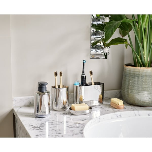 Stalak za četkice za zube od nehrđajućeg čelika u sjajno srebrnoj boji EasyStore Luxe – Joseph Joseph-image-1