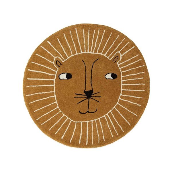 Smeđi dječji tepih od mješavine vune ø95 cm Lion – OYOY Mini
