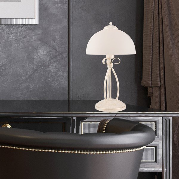 Bijela stolna lampa sa staklenim sjenilom (visina 43 cm) Adelle – LAMKUR-image-1