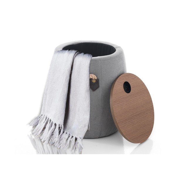 Sivi puf s prostorom za odlaganje Tomasucci Barril, ø 40 cm-image-2