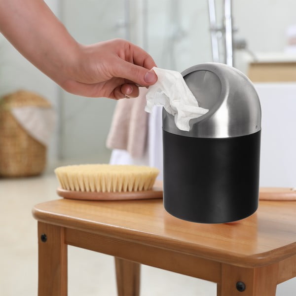 Crna kanta za smeće od nehrđajućeg čelika 1,2 l BLACK – Orion-image-1