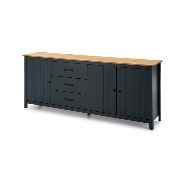 Tamno plava niska komoda od masivnog bora 190x80 cm Miranda – Marckeric-image-3