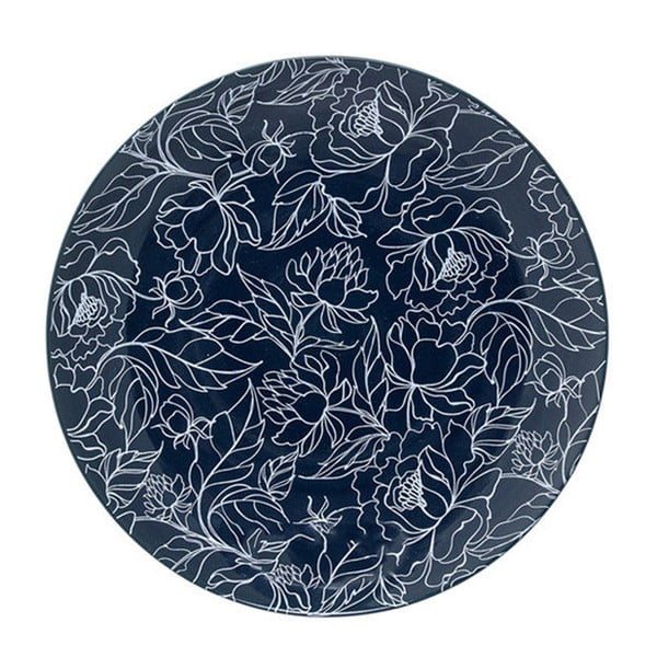 Tamnoplava ploča Bloomingville Fleur, ⌀ 20 cm