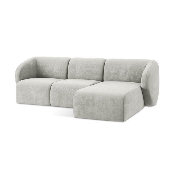 Svijetlo siva kutna garnitura od šenila (s desnim kutom/s ležaljkom) Lani – Makamii-image-4