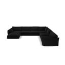 Crna baršunasti kutna garnitura (s desnim kutom/u obliku slova "U") Vanda – Mazzini Sofas