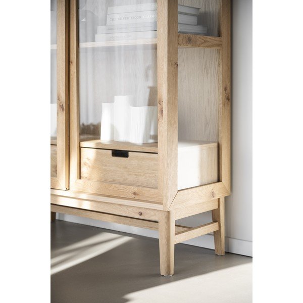 Vitrina u dekoru hrasta s kliznim vratima u prirodnoj boji 100x203 cm Hazelton – Rowico-image-4