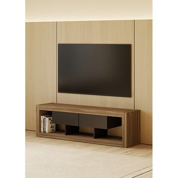 Crna/smeđa TV komoda u dekoru oraha 175x52 cm Nara – TemaHome-image-1