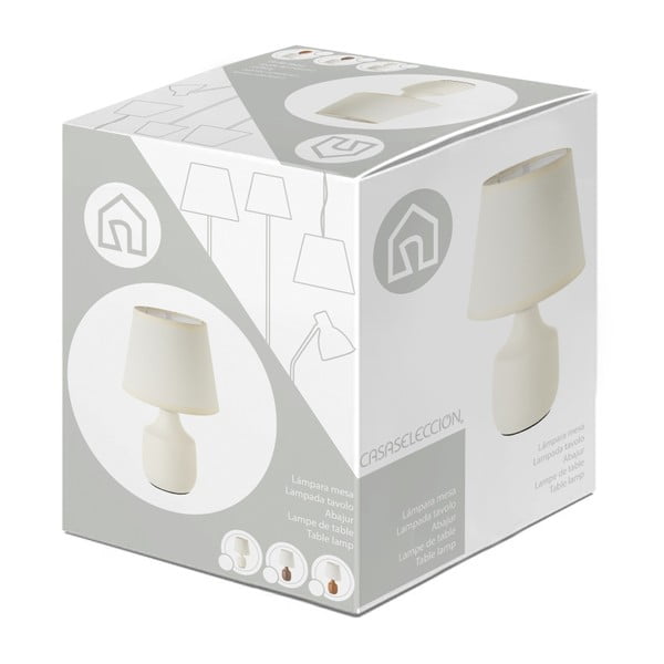 Bijela/smeđa stolna lampa keramička s tekstilnim sjenilom (visina 24 cm) – Casa Selección-image-4