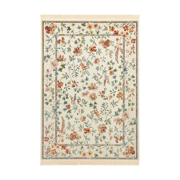 Krem tepih viskozan 95x140 cm Oriental Flowers – Nouristan