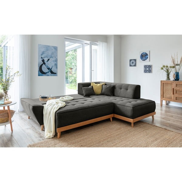 Tamno siva kutna garnitura na razvlačenje Miuform Dazzling Daisy L, desni kut-image-4