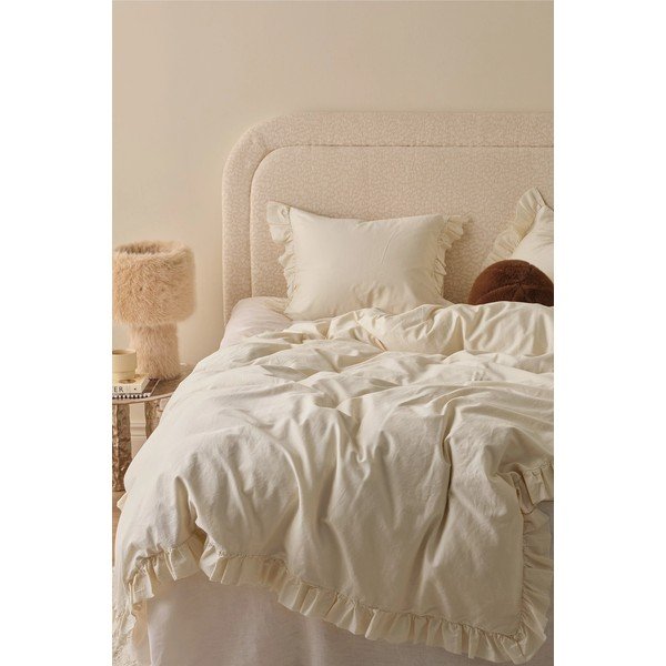 Krem posteljina za krevet za jednu osobu od pamučnog satena 150x210 cm Gloria – Ellos Home-image-1