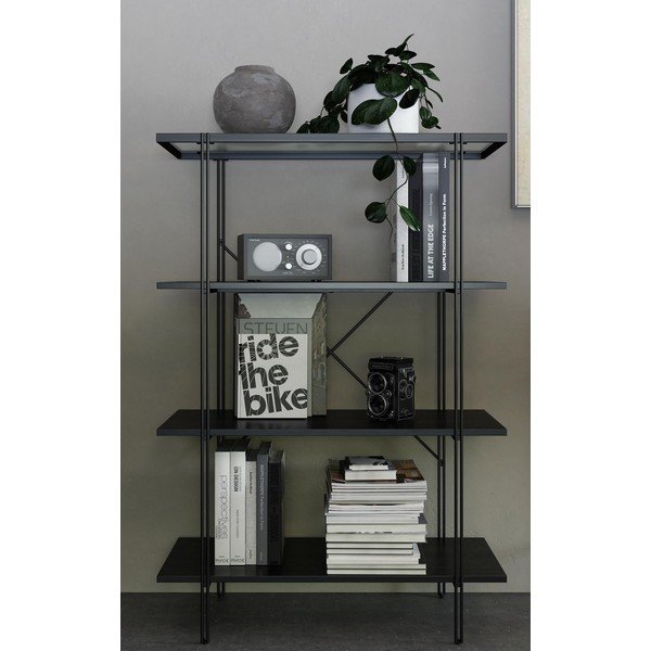 Crna polica za knjige u dekoru hrasta 79x117 cm Wainwright - Queer Eye-image-1