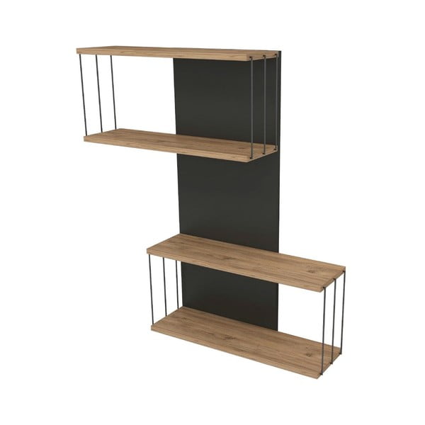 Antracitno siva/u prirodnoj boji polica s više razina u dekoru bora 65 cm Destan – Kalune Design-image-2