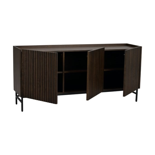 Tamno smeđa niska hrastova komoda 160x75 cm Halifax - Rowico-image-3