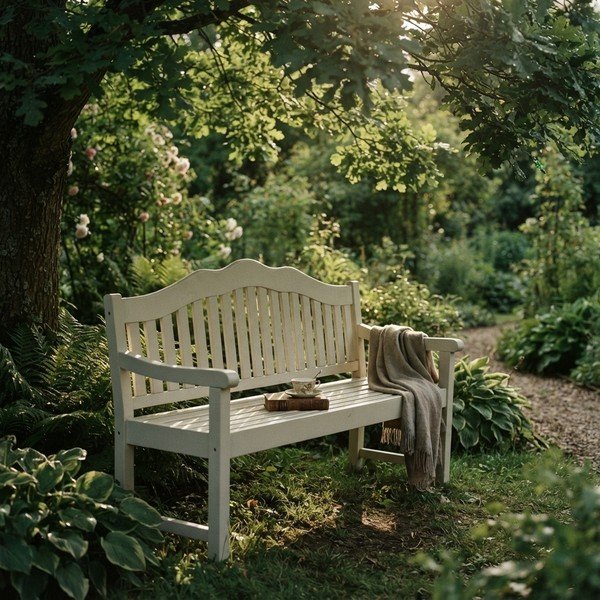 Bijela vrtna klupa od masivnog drveta Austin – Garden Pleasure-image-3