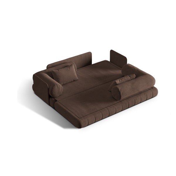 Smeđa baršunasti sklopiva sofa 206 cm Kemi – Cosmopolitan Design-image-1