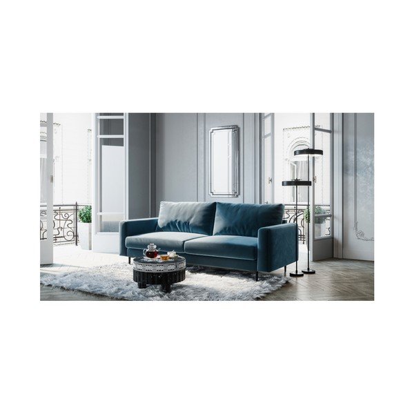 Tamnoplavi baršunasti kauč Devichy Levie, 222 cm-image-3
