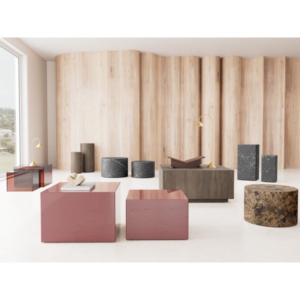 Smeđi stakleni stolići za kavu u setu 2 kom 50x50 cm Dice – Actona-image-1