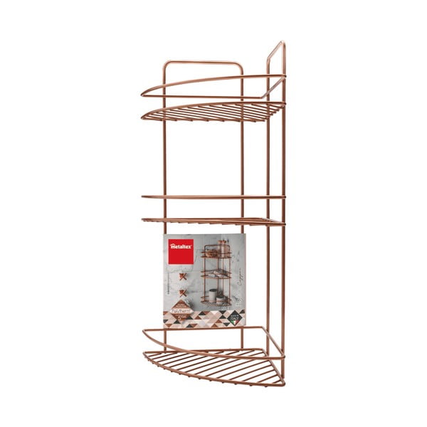 Zidna kutna troetažna polica za kupaonicu Metaltex Copper-image-3