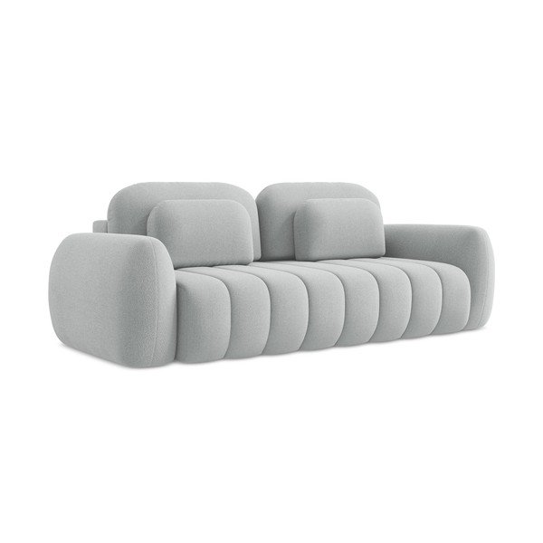 Svijetlo siva sklopiva/s prostorom za pohranu sofa od bouclé tkanine 266 cm Pele – Makamii-image-1